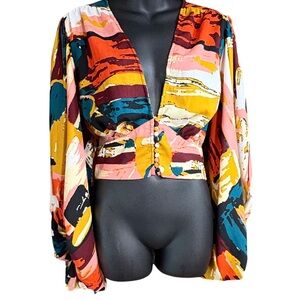 Live 4 Truth Multicolor Abstract Blouse big sleeves 1x